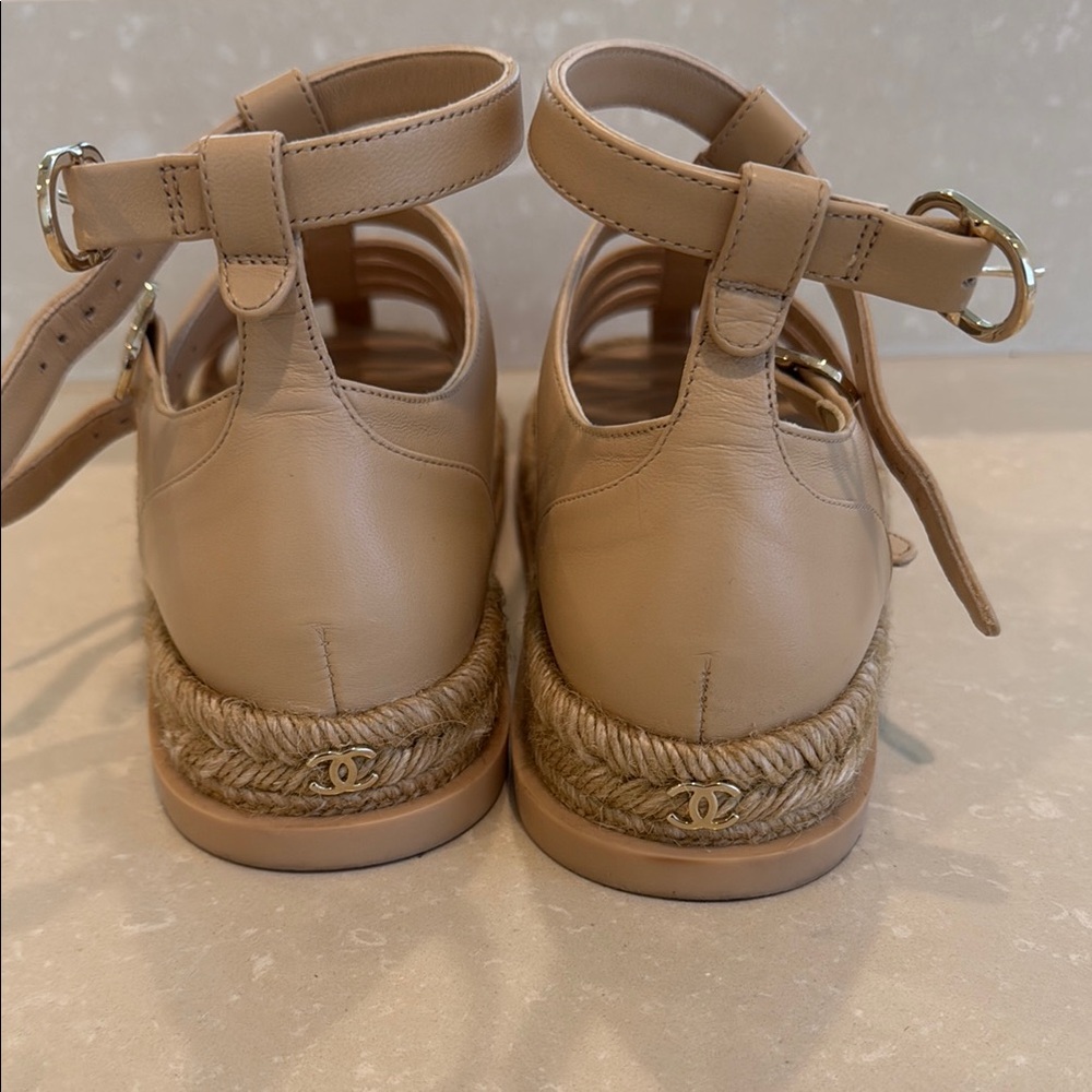 CHANEL Nude Leather Gladiator Sandals - Picture 3 of 4